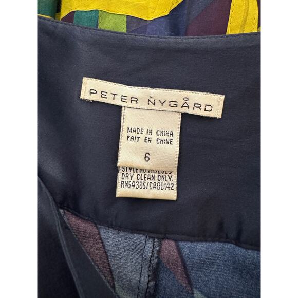 Peter Nygard Blue Green Yellow Patchwork Silk A-Line Skirt Size 6 Artsy Unique - Picture 2 of 10